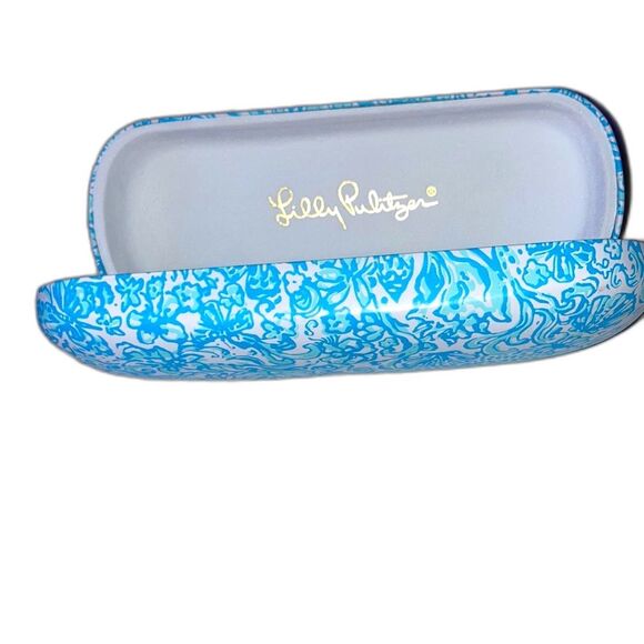 LILLY PULITZER Eyeglass Case Blue Teal White Floral 6.5 x 2 x 2.5 inches - Picture 7 of 11